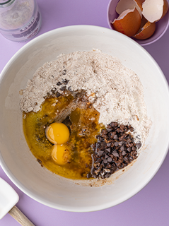 Brownie mix ingredients in mixing bowl